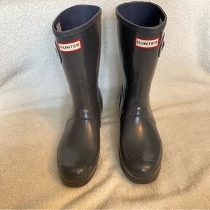 HUNTER Slate grey rubber boots mid calf size 9 womens